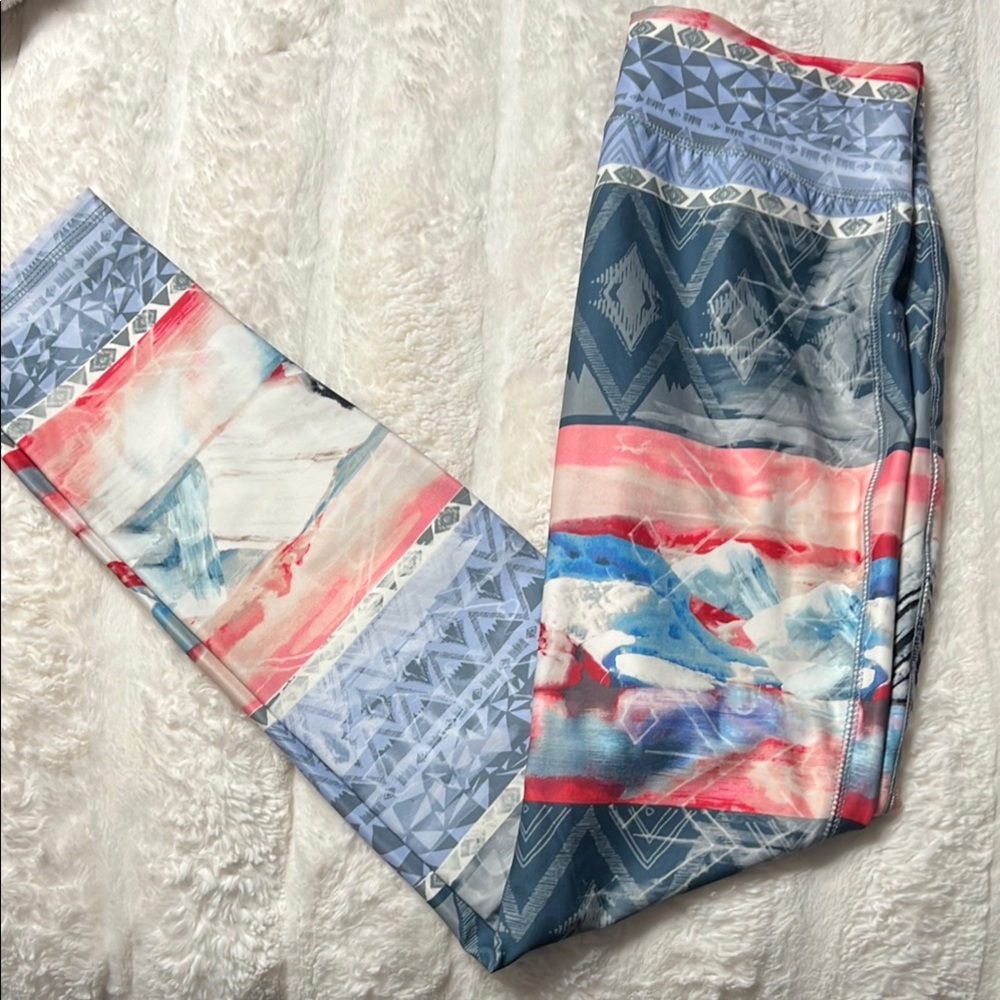 Mossimo Supply Co. Blue and Pink Leggings Vibrant Stretchy Design